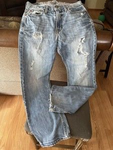 American Eagle Ladies Size 29/32 Jeans Blue Denim AE Distressed HOLES 2010